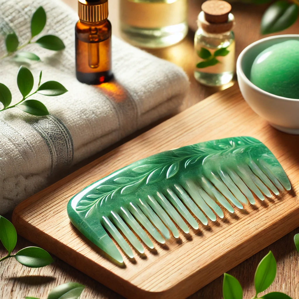 GUA SHA JADE STONE HAIR COMB GUIDE